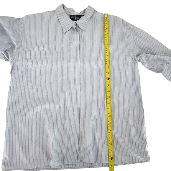 POLO RALPH LAUREN Blue Label Striped Cotton Loop-Collar Shirt women’s 10 - Picture 11 of 14